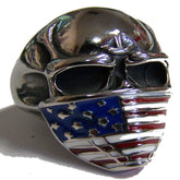 Skull Head American Flag Band Titanium Steel Men's Ring - Assorted Sizes